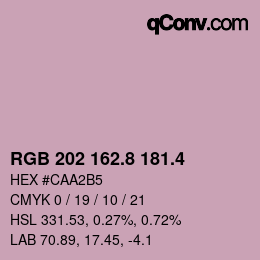カラーコード: RGB 202 162.8 181.4 | qconv.com
