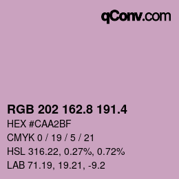 カラーコード: RGB 202 162.8 191.4 | qconv.com