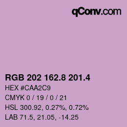カラーコード: RGB 202 162.8 201.4 | qconv.com
