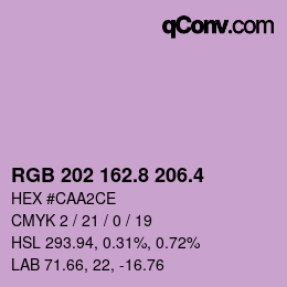 カラーコード: RGB 202 162.8 206.4 | qconv.com