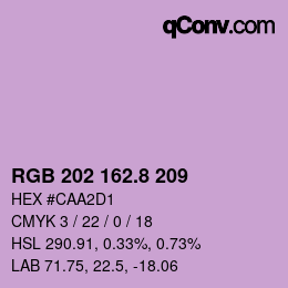 カラーコード: RGB 202 162.8 209 | qconv.com