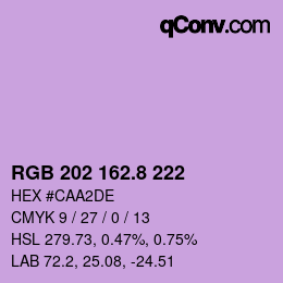 カラーコード: RGB 202 162.8 222 | qconv.com