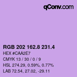 カラーコード: RGB 202 162.8 231.4 | qconv.com