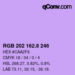 カラーコード: RGB 202 162.8 246 | qconv.com