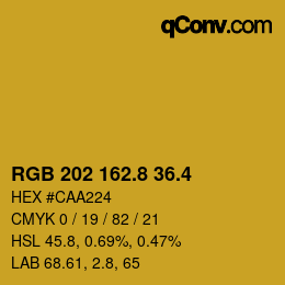 カラーコード: RGB 202 162.8 36.4 | qconv.com