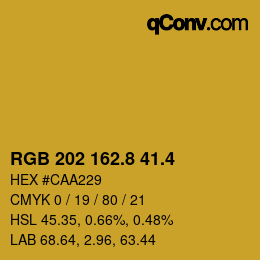 カラーコード: RGB 202 162.8 41.4 | qconv.com