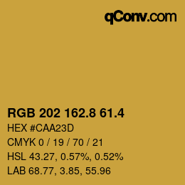 カラーコード: RGB 202 162.8 61.4 | qconv.com