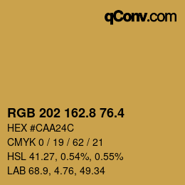 カラーコード: RGB 202 162.8 76.4 | qconv.com