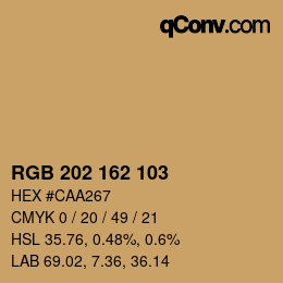 Color code: RGB 202 162 103 | qconv.com