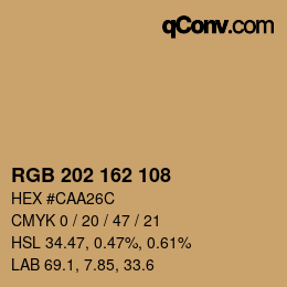 カラーコード: RGB 202 162 108 | qconv.com