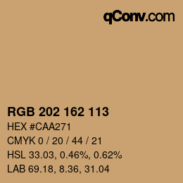 Color code: RGB 202 162 113 | qconv.com