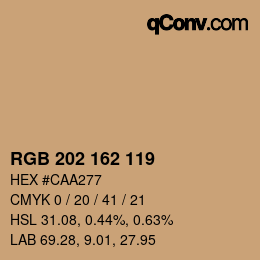 カラーコード: RGB 202 162 119 | qconv.com