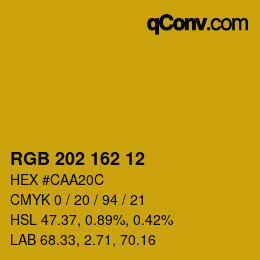 カラーコード: RGB 202 162 12 | qconv.com