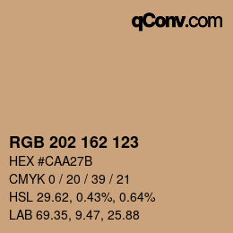 カラーコード: RGB 202 162 123 | qconv.com