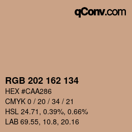 カラーコード: RGB 202 162 134 | qconv.com