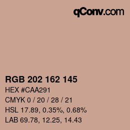 颜色代码: RGB 202 162 145 | qconv.com
