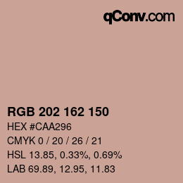 颜色代码: RGB 202 162 150 | qconv.com