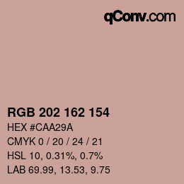 カラーコード: RGB 202 162 154 | qconv.com