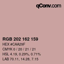 カラーコード: RGB 202 162 159 | qconv.com