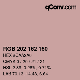 Color code: RGB 202 162 160 | qconv.com