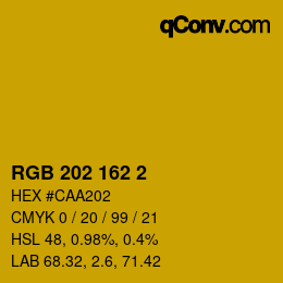 カラーコード: RGB 202 162 2 | qconv.com