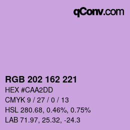 カラーコード: RGB 202 162 221 | qconv.com