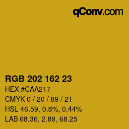 颜色代码: RGB 202 162 23 | qconv.com