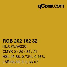 カラーコード: RGB 202 162 32 | qconv.com