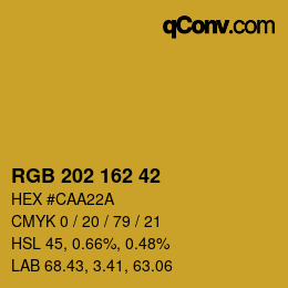 カラーコード: RGB 202 162 42 | qconv.com