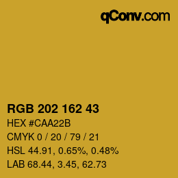 颜色代码: RGB 202 162 43 | qconv.com
