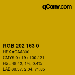 Color code: RGB 202 163 0 | qconv.com