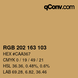 Color code: RGB 202 163 103 | qconv.com