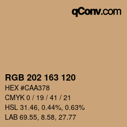 カラーコード: RGB 202 163 120 | qconv.com