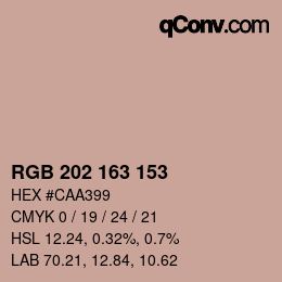 颜色代码: RGB 202 163 153 | qconv.com