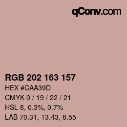颜色代码: RGB 202 163 157 | qconv.com