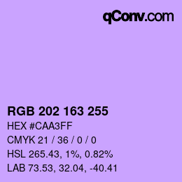 Color code: RGB 202 163 255 | qconv.com