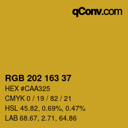 カラーコード: RGB 202 163 37 | qconv.com