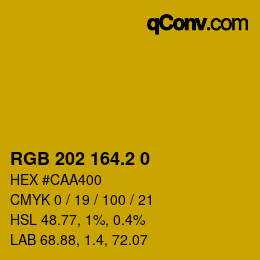カラーコード: RGB 202 164.2 0 | qconv.com