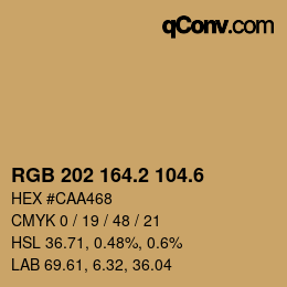 カラーコード: RGB 202 164.2 104.6 | qconv.com