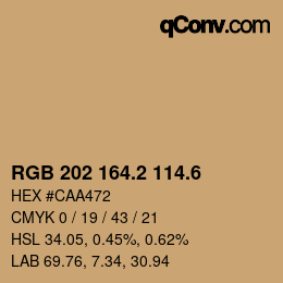 カラーコード: RGB 202 164.2 114.6 | qconv.com
