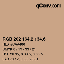 カラーコード: RGB 202 164.2 134.6 | qconv.com