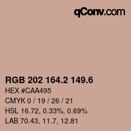 カラーコード: RGB 202 164.2 149.6 | qconv.com