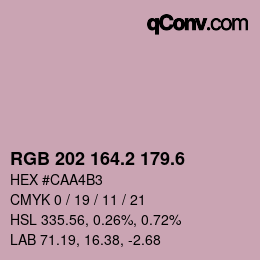 カラーコード: RGB 202 164.2 179.6 | qconv.com