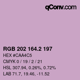 カラーコード: RGB 202 164.2 197 | qconv.com