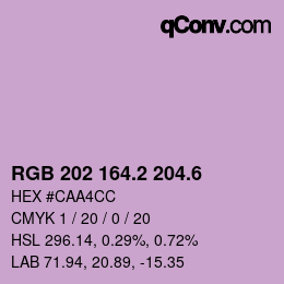 カラーコード: RGB 202 164.2 204.6 | qconv.com