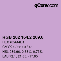 カラーコード: RGB 202 164.2 209.6 | qconv.com