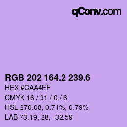 カラーコード: RGB 202 164.2 239.6 | qconv.com