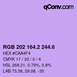 カラーコード: RGB 202 164.2 244.6 | qconv.com