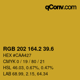 カラーコード: RGB 202 164.2 39.6 | qconv.com