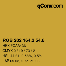 カラーコード: RGB 202 164.2 54.6 | qconv.com
